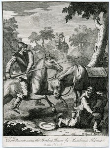 Hogarth - Quixote seizes the barber's bason
